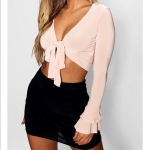 Tie up front pink crop top